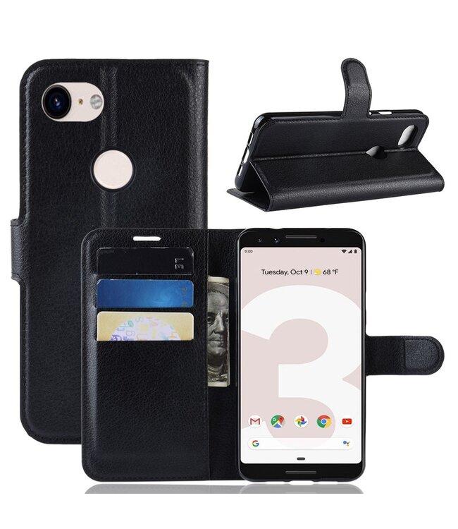 Zwart Bookcase Hoesje voor de Google Pixel 3A