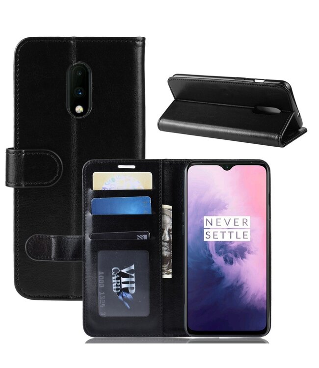 Zwart Bookcase Hoesje voor de OnePlus 7