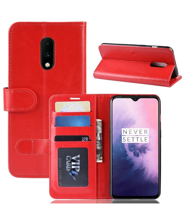 Rood Bookcase Hoesje voor de OnePlus 7