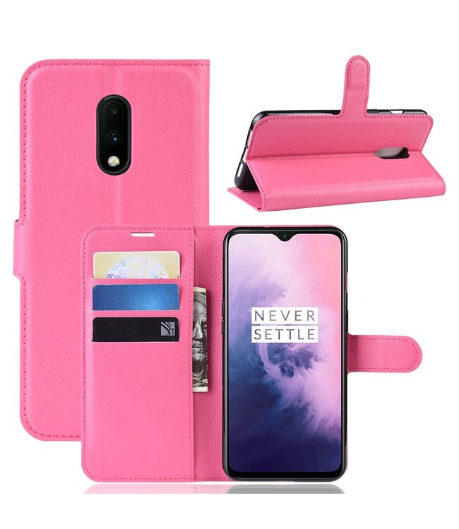 Roze Bookcase Hoesje voor de OnePlus 7