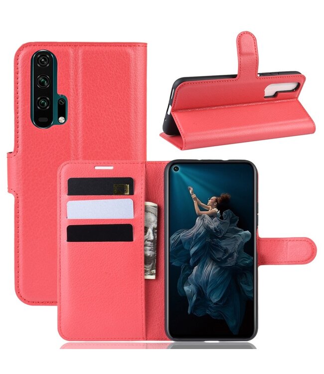 Rood Bookcase Hoesje voor de Honor 20 Pro