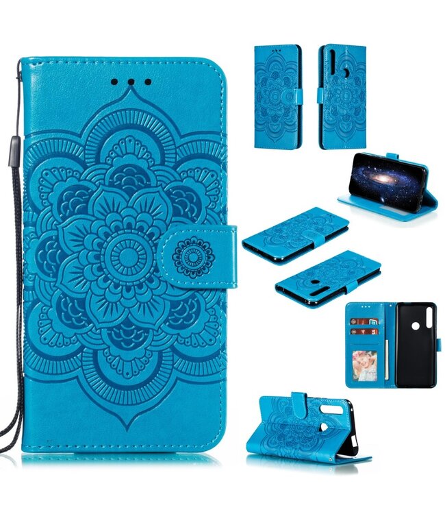 Blauw Mandala Bookcase Hoesje voor de Huawei P Smart Z