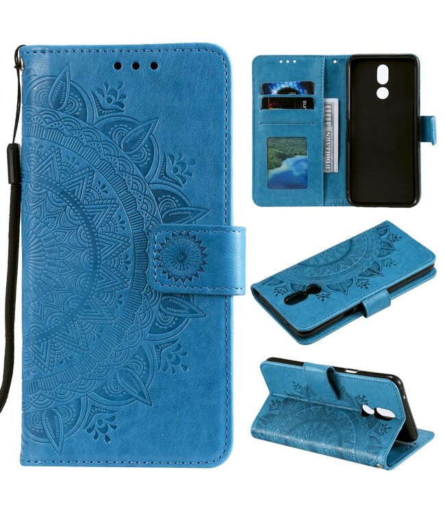 Blauw Mandala Bookcase Hoesje voor de LG K40