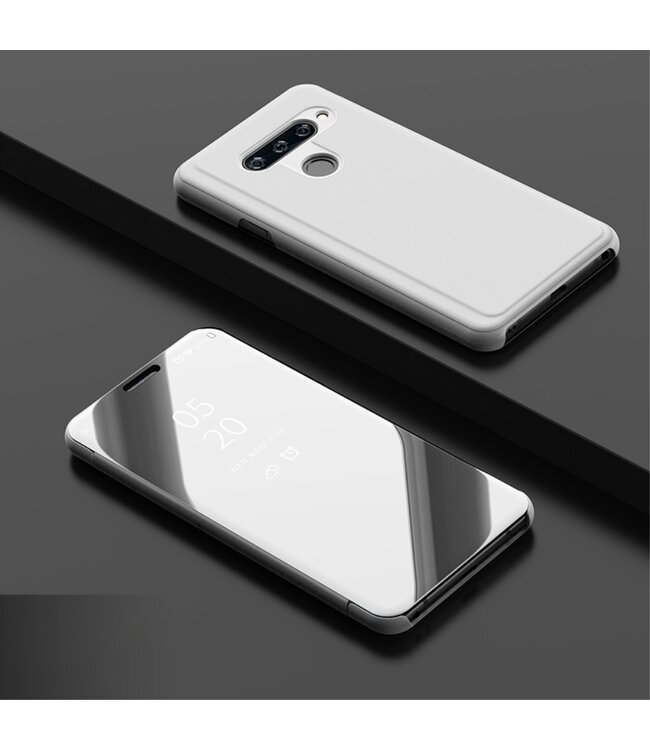 Zilver Mirror Bookcase Hoesje voor de LG V40 Thinq