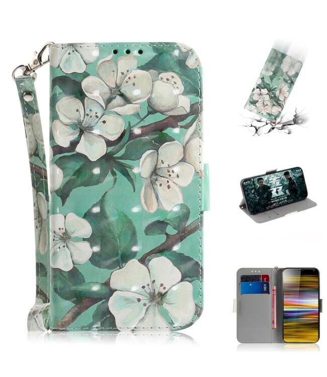 Bloemen Bookcase Hoesje voor de Sony Xperia 10 Plus