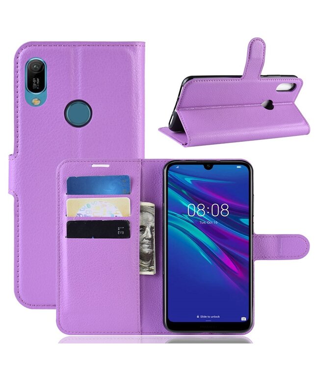 Paars Lychee Bookcase Hoesje voor de Huawei Y6 (2019)