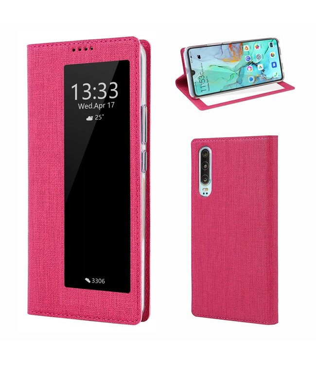 Vili DMX Vili DMX Roze Venster Bookcase Hoesje voor de Huawei P30