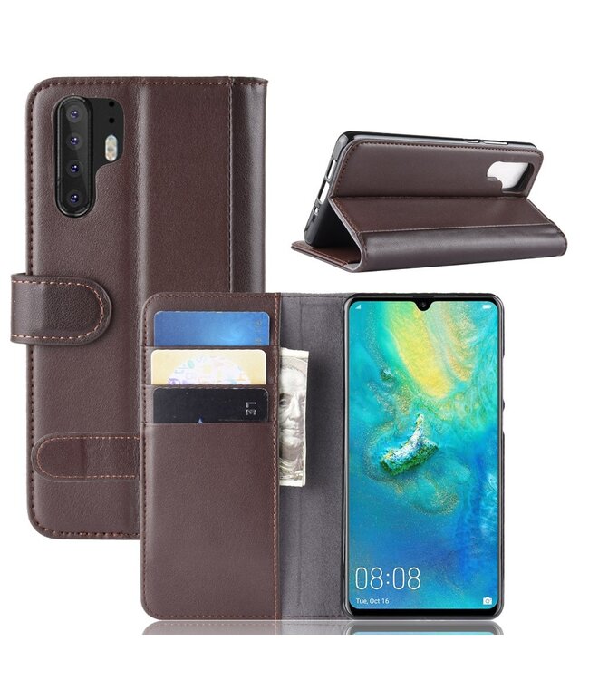 Bruin Bookcase Hoesje voor de Huawei P30 Pro