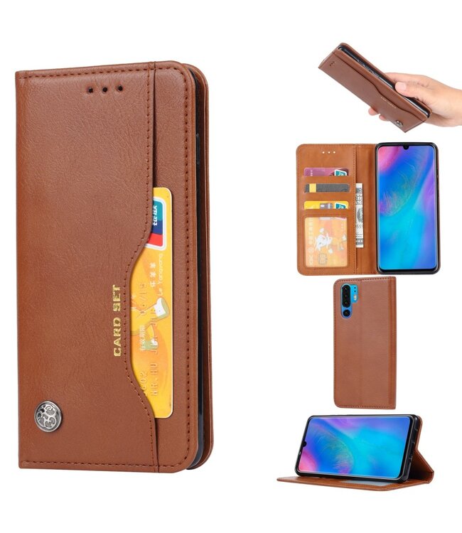 Bruin Bookcase Hoesje voor de Huawei P30 Pro