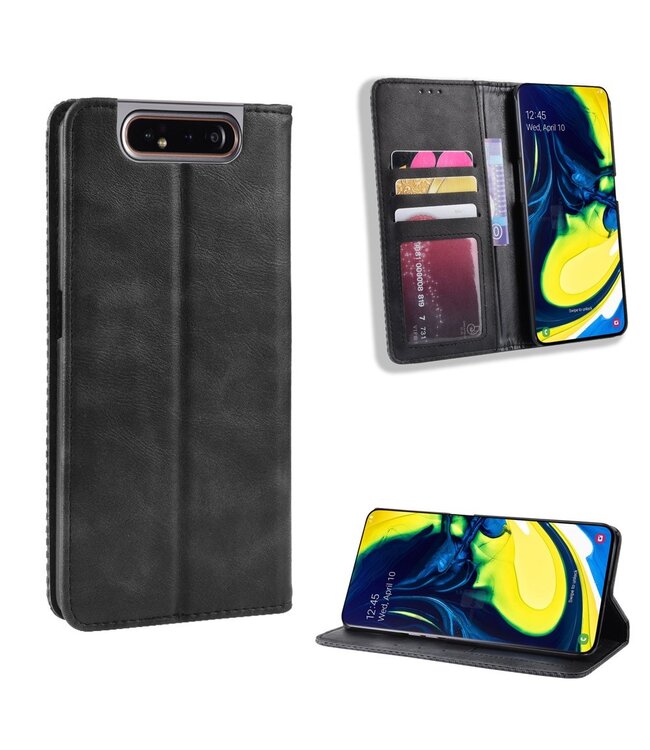 Zwart Bookcase Hoesje voor de Samsung Galaxy A80