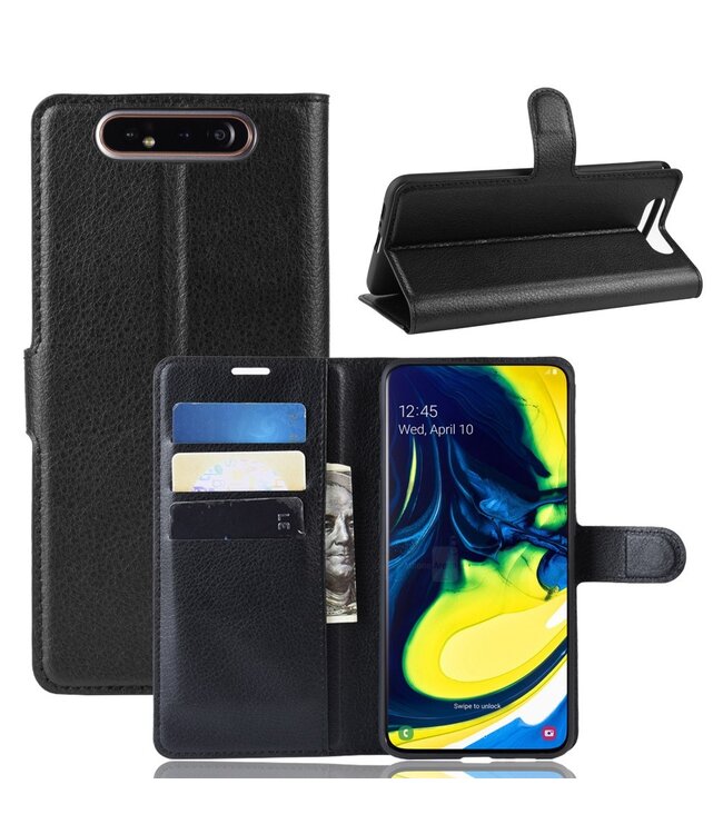 Zwart Bookcase Hoesje voor de Samsung Galaxy A80