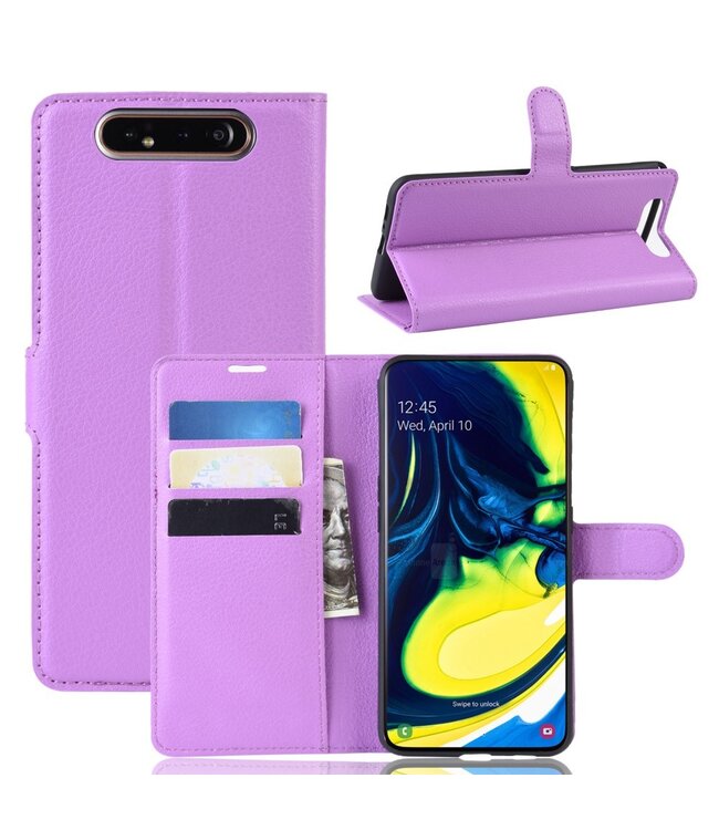 Paars Bookcase Hoesje voor de Samsung Galaxy A80