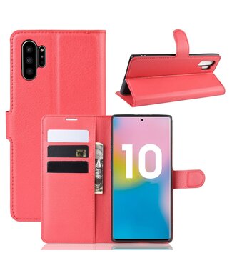 Rood Litchee Bookcase Hoesje Samsung Galaxy Note 10 Plus