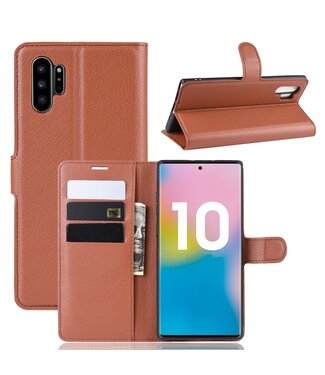 Bruin Litchee Bookcase Hoesje Samsung Galaxy Note 10 Plus