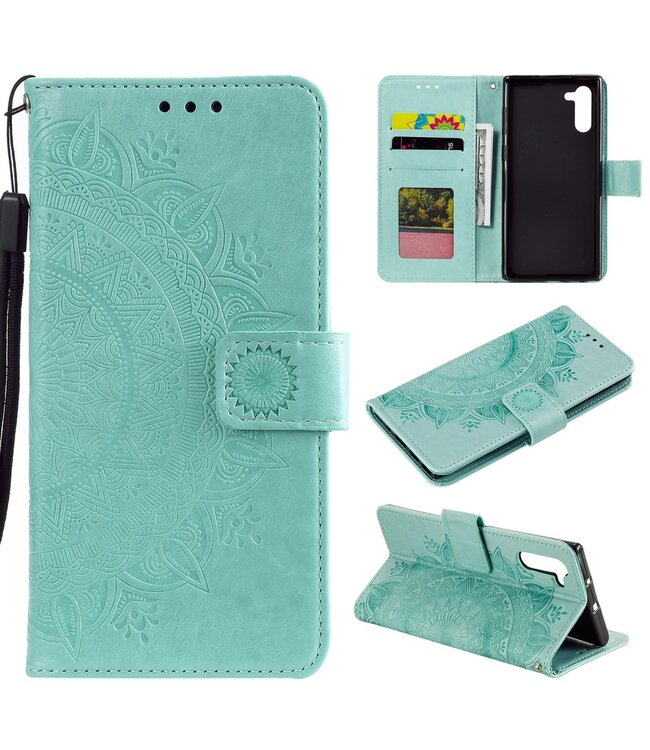 Cyaan Mandala Bookcase Hoesje voor de Samsung Galaxy Note 10