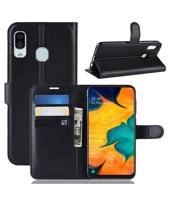 Zwart Bookcase Hoesje voor de Samsung Galaxy A30