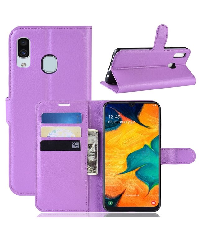 Paars Bookcase Hoesje voor de Samsung Galaxy A30