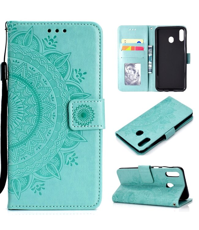 Cyaan Mandala Bookcase Hoesje voor de Samsung Galaxy A30