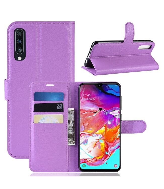 Paars Bookcase Hoesje voor de Samsung Galaxy A70