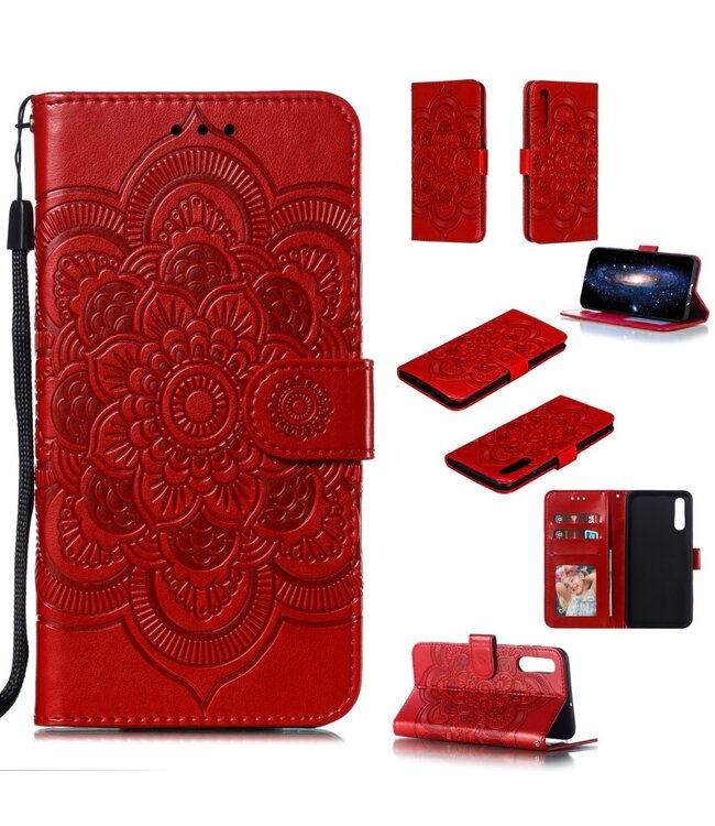 Rood Mandala Bookcase Hoesje voor de Samsung Galaxy A70