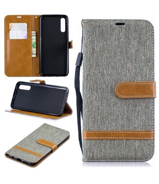 Grijs Jeans Bookcase Hoesje Samsung Galaxy A50 / A30s