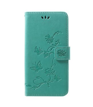 Turquoise Vlinders Bookcase Hoesje Samsung Galaxy A50 / A30s