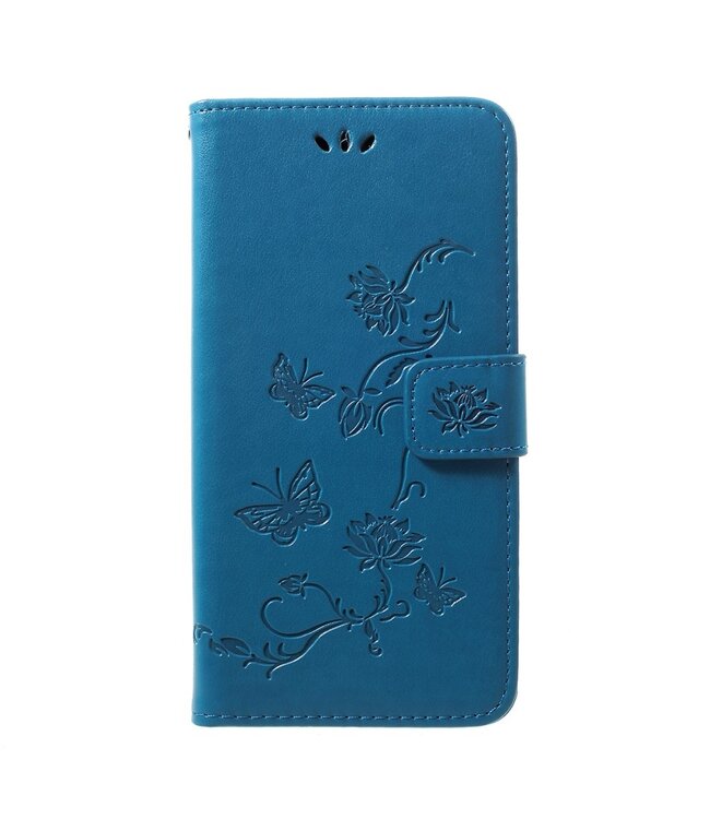 Blauw Vlinders Bookcase Hoesje voor de Samsung Galaxy A50