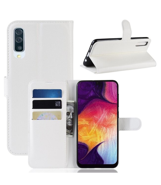 Wit Litchee Bookcase Hoesje voor de Samsung Galaxy A50 / A30s