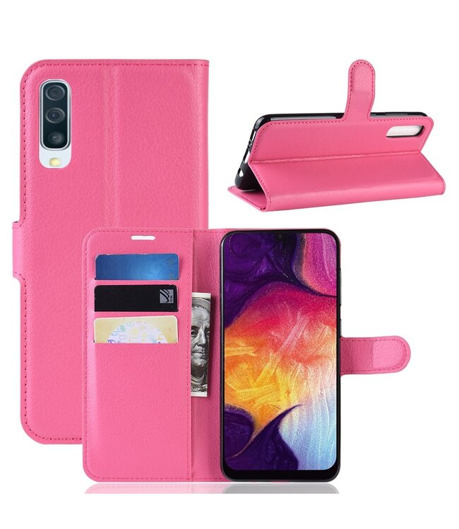 Fuchsia Litchee Bookcase Hoesje voor de Samsung Galaxy A50 / A30s