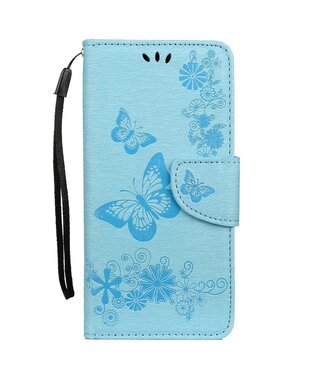 Blauw Vlinders Bookcase Hoesje Samsung Galaxy A50