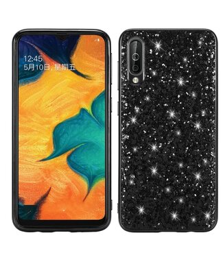 Zwart Glitter Hybrid Hoesje Samsung Galaxy A50 / A30s