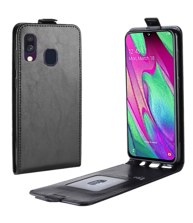 Zwart Flipcase Hoesje voor de Samsung Galaxy A40