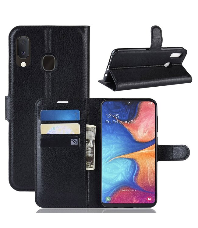 Zwart Bookcase Hoesje voor de Samsung Galaxy A20e