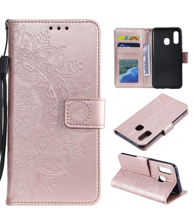 Roze Mandala Bookcase Hoesje voor de Samsung Galaxy A20e