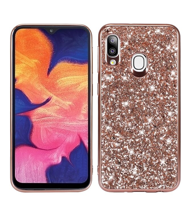 Rose Goud Glitters Hybrid Hoesje voor de Samsung Galaxy A20e