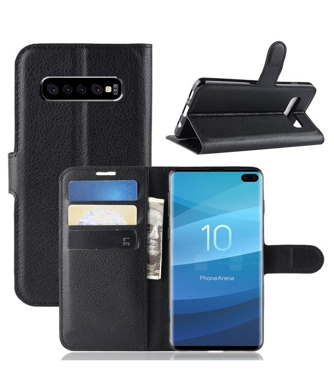 Zwart Bookcase Hoesje voor de Samsung Galaxy S10 Plus