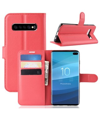 Rood Bookcase Hoesje Samsung Galaxy S10 Plus