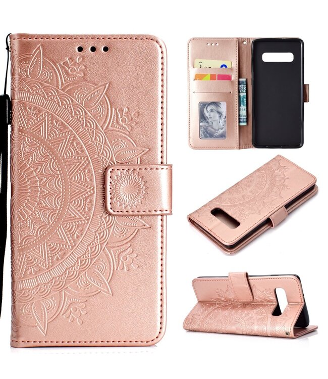 Rose Goud Mandala Bookcase Hoesje voor de Samsung Galaxy S10 Plus