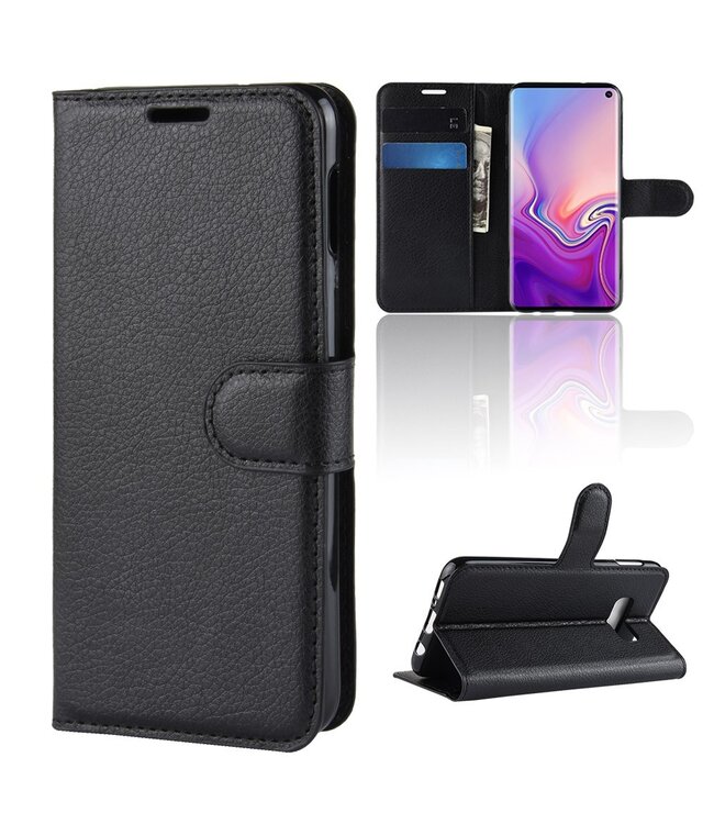 Zwart Bookcase Hoesje voor de Samsung Galaxy S10e