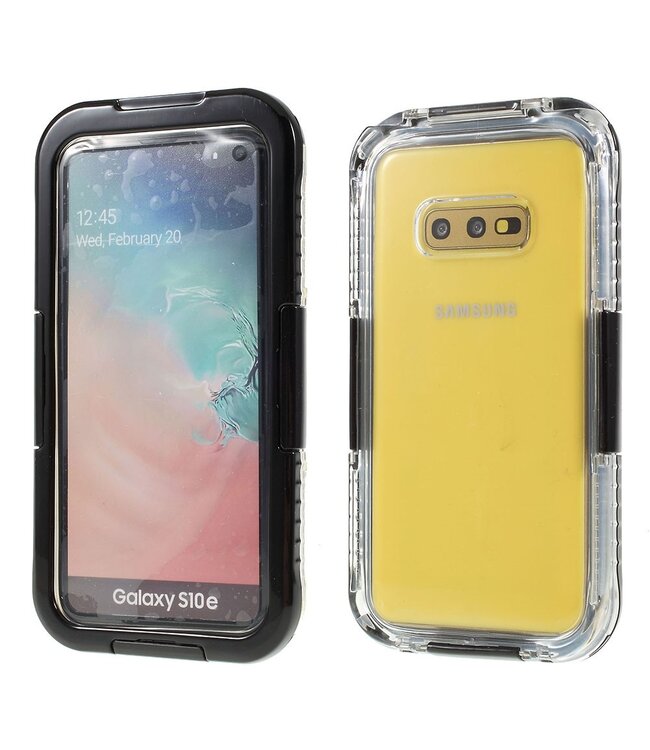 Zwart / Transparant Waterdicht Hoesje voor de Samsung Galaxy S10e
