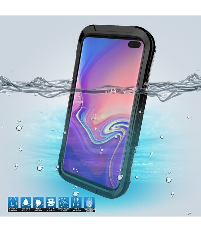 Zwart / Transparant Waterdicht Hoesje voor de Samsung Galaxy S10