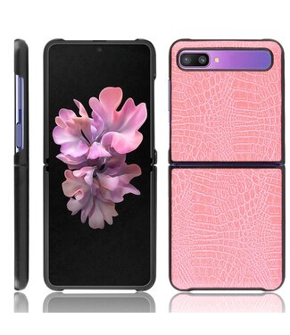 Roze Krokodillenleer Hardcase Hoesje Samsung Galaxy Z Flip