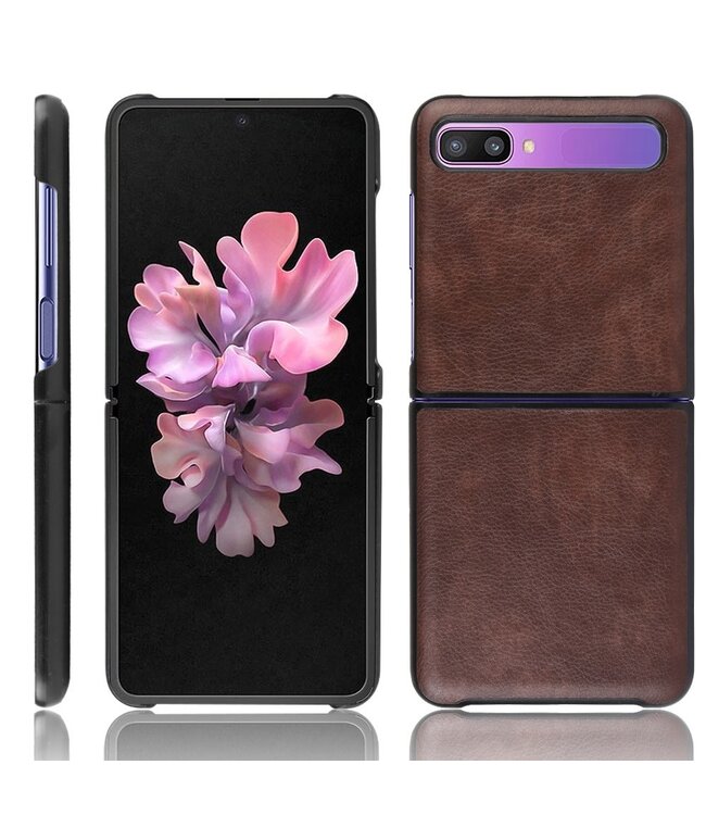 Bruin Lychee Hardcase Hoesje voor de Samsung Galaxy Z Flip