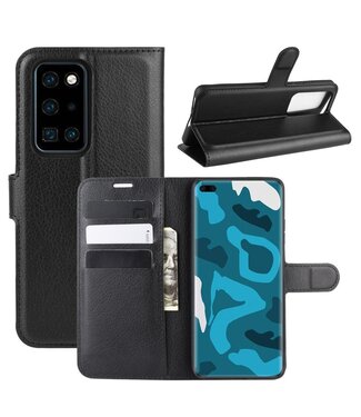 Zwart Lychee Bookcase Hoesje Huawei P40 Pro