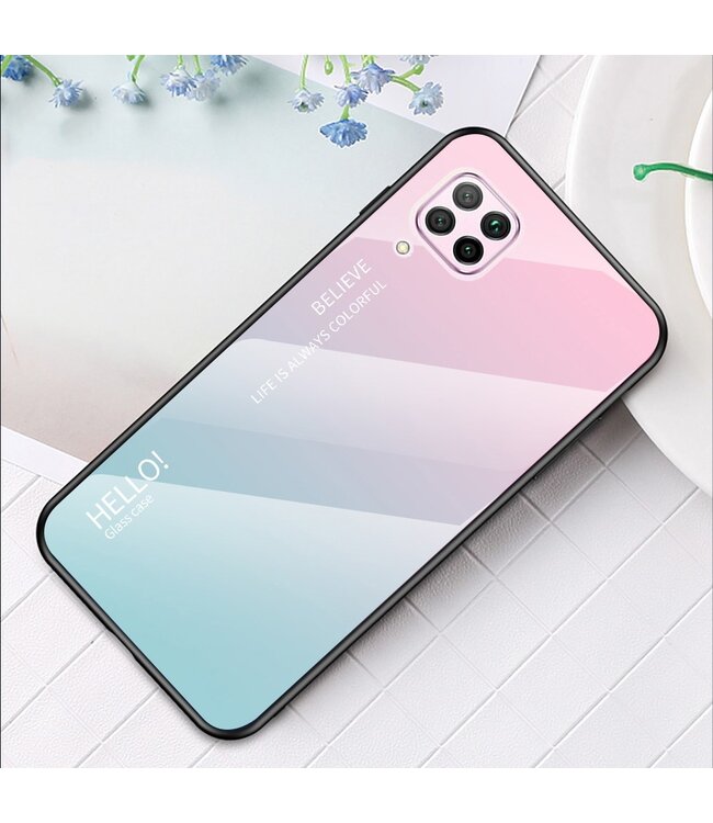 Roze/Cyaan Backcover Hoesje voor de Huawei P40 Lite