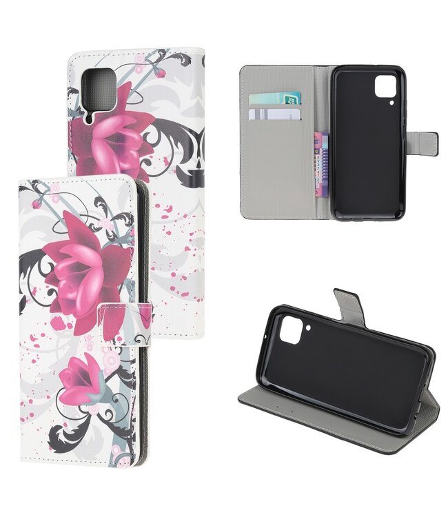 Roze Bloem Bookcase Hoesje voor de Huawei P40 Lite