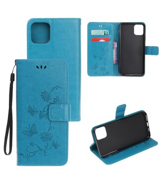 Blauw Vlinders Bookcase Hoesje iPhone 11