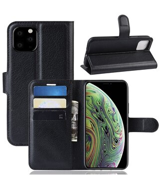 Zwart Lychee Bookcase Hoesje iPhone 11 Pro