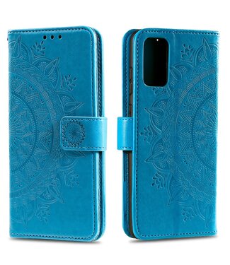 Blauw Mandala Bookcase Hoesje Samsung Galaxy S20