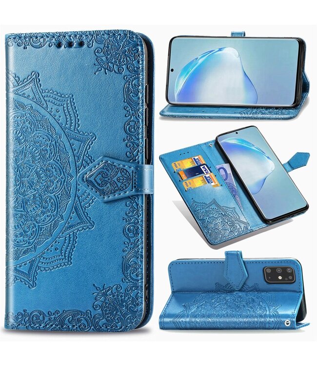 Blauw/Paars Mandala Bookcase Hoesje voor de Samsung Galaxy S20 Plus